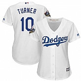 Women Dodgers 10 Justin Turner White 2018 World Series Cool Base Player Jersey Dzhi,baseball caps,new era cap wholesale,wholesale hats